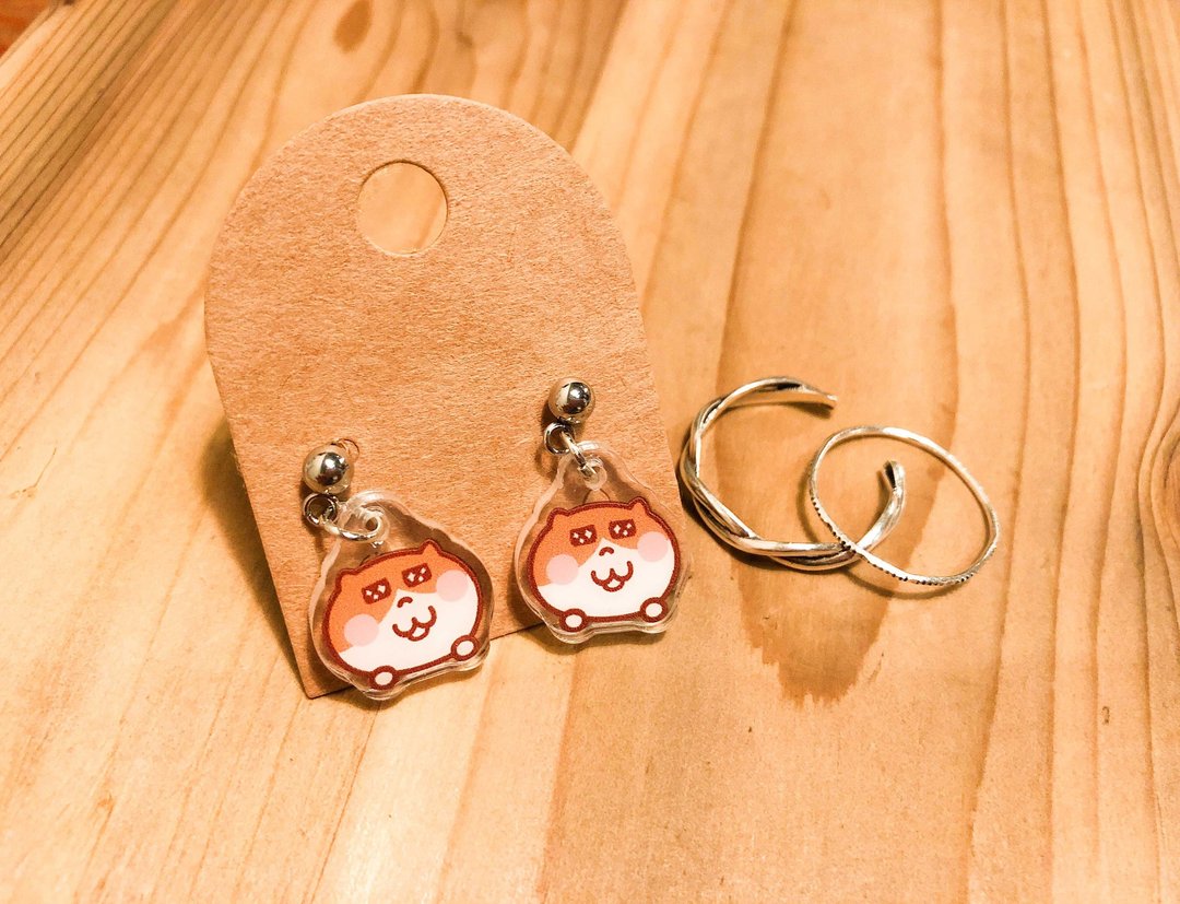 爱你の猫 抗敏耳针 / 耳环耳夹 Cats Earring Meow! - 耳环/耳夹 - 防水材质 黄色