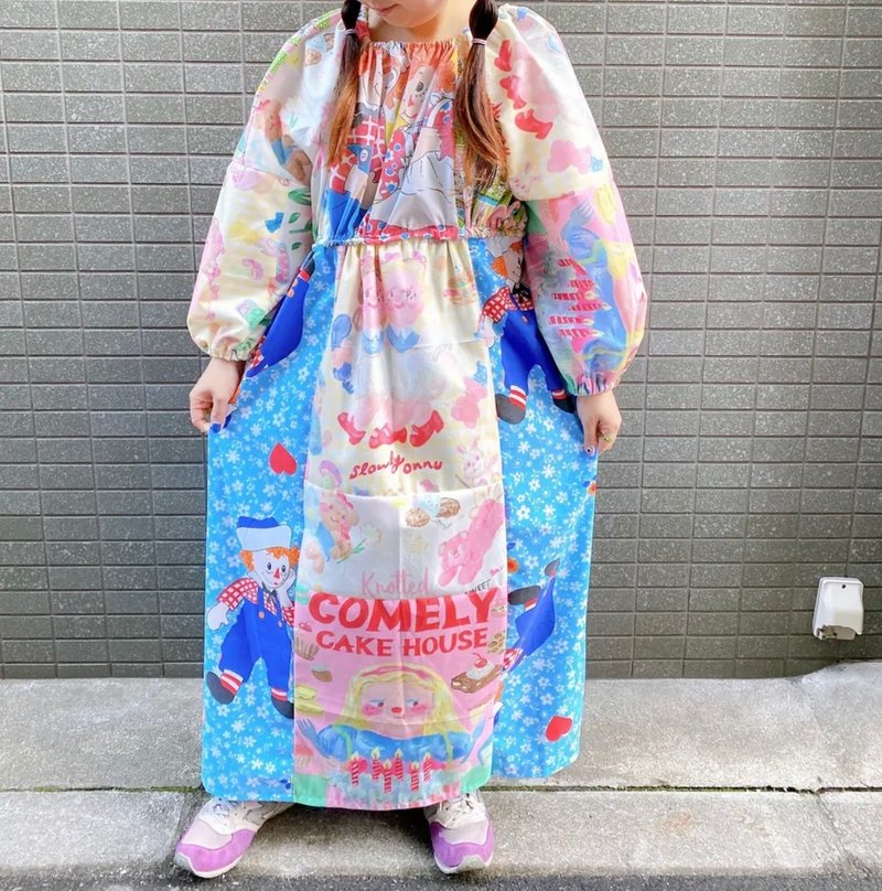 复古拼接连身洋装 - 洋装/连衣裙 - 棉．麻 