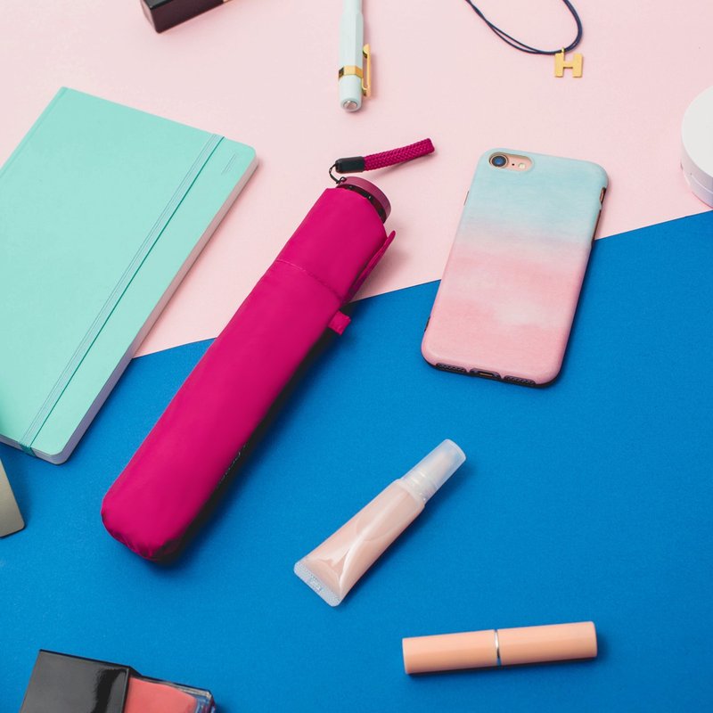 Prolla 超迷你金属漆手开折伞 | Water jump系列 130g 防晒伞 粉 - 雨伞/雨衣 - 防水材质 粉红色