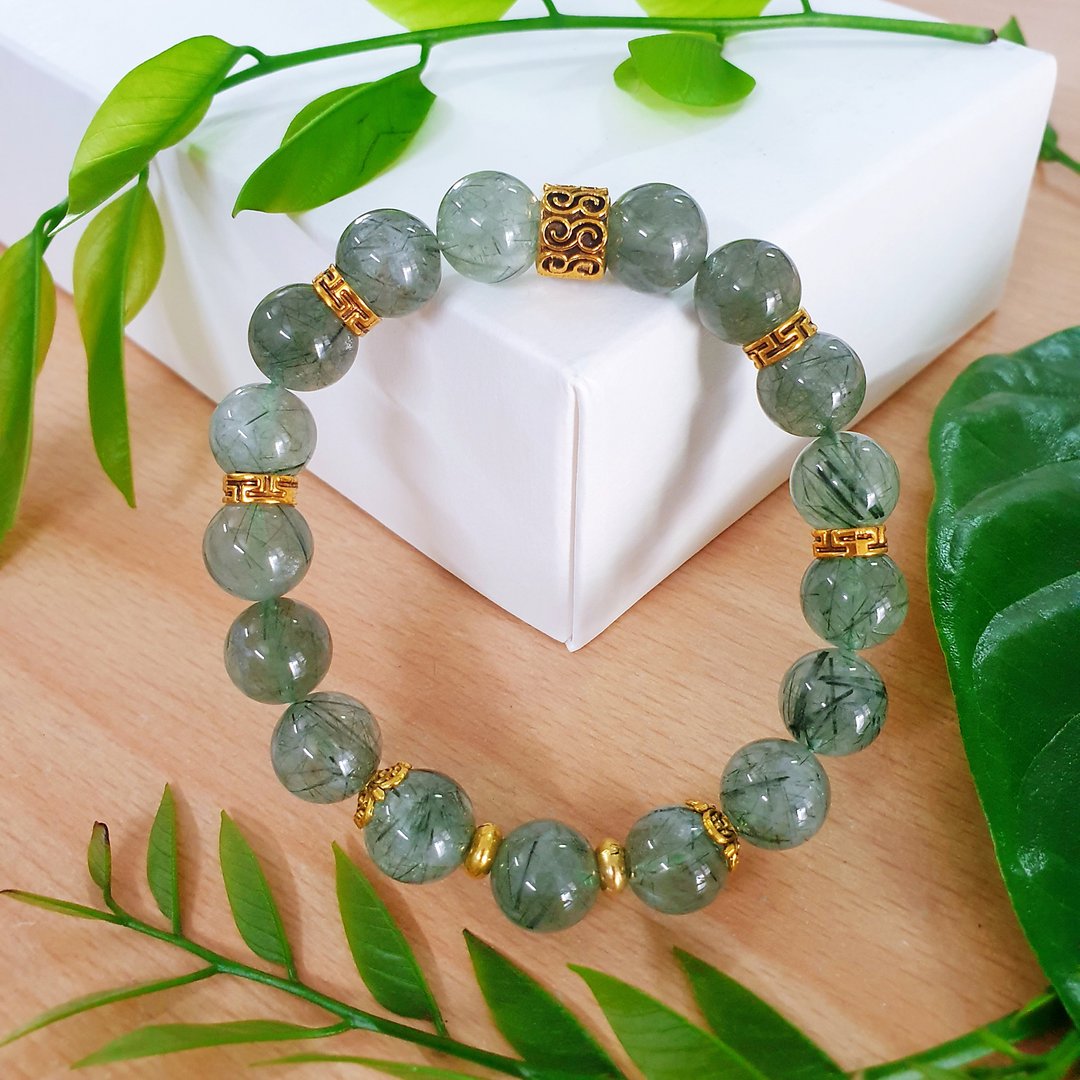 green rutillated Quartz  bracelet | premium grade size 12 - 手链/手环 - 石头 