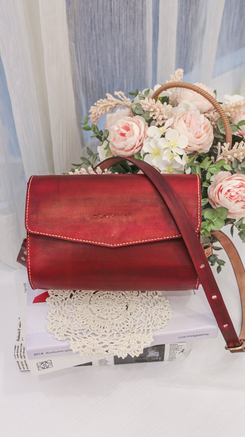 菲比复古包/皮革侧背包/皮革包课程/一人成团/新手友善/可刻字 - 皮件 - 真皮 