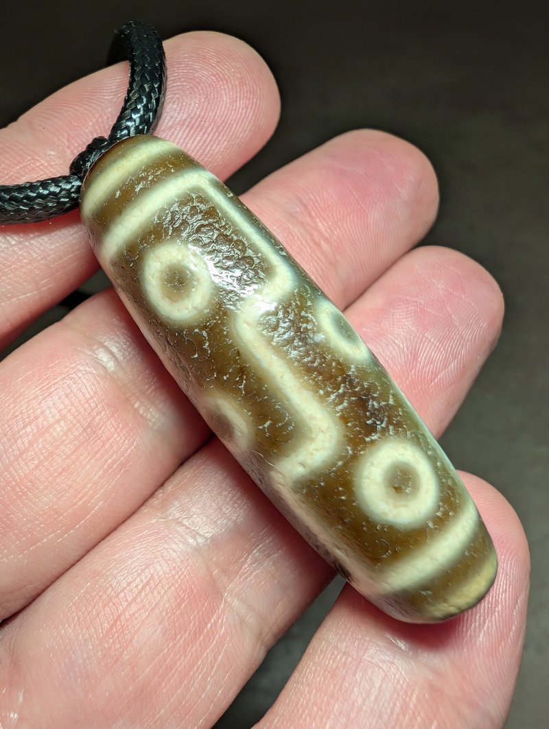 九眼天珠吊坠项链真品复古玛瑙寓意吉祥藏式护身符招财纳 - 项链 - 宝石 咖啡色