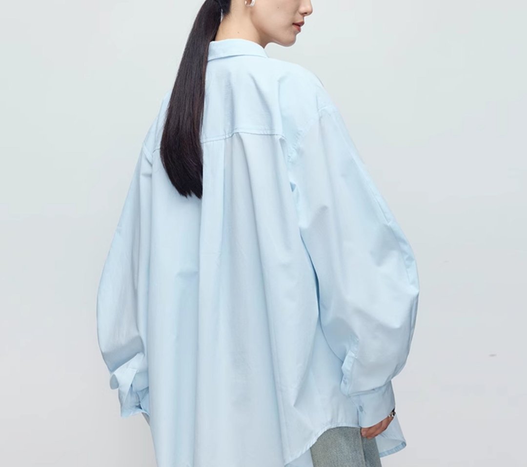 【慵懒不易皱】法式简约/寬鬆羊腿袖襯衫 - 女装衬衫 - 聚酯纤维 多色