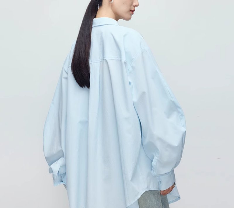 【慵懒不易皱】法式简约/寬鬆羊腿袖襯衫 - 女装衬衫 - 聚酯纤维 多色