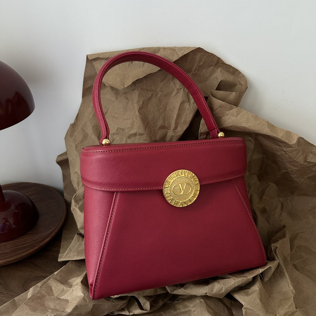 中古包 VALENTINO 华伦天奴 金币化妆包 - 手提包/手提袋 - 真皮 红色