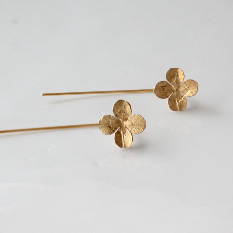 Clover earrings - 耳环/耳夹 - 纯银 金色