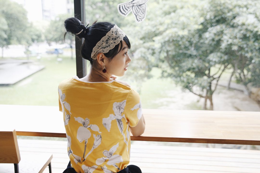 鸢尾花系列_黄色 - 女装 T 恤 - 棉 黄色