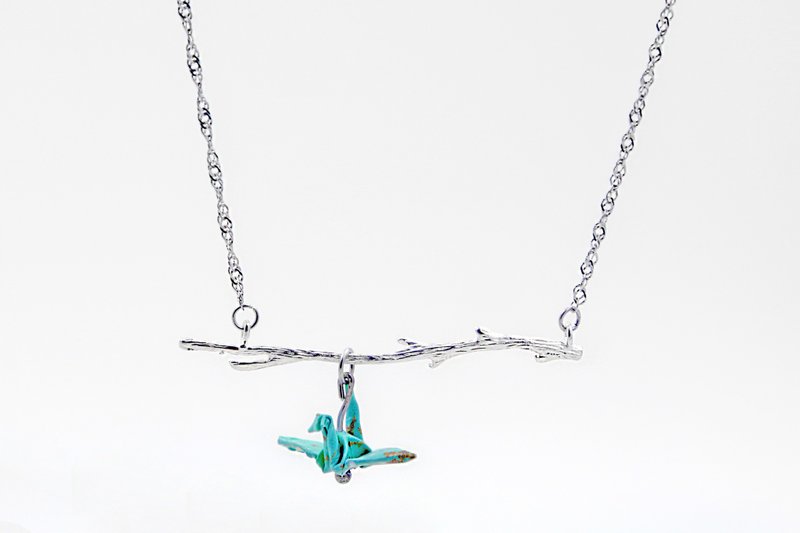 树枝纸鹤项链（湖水青青）- 情人节礼物 - 项链 - 纸 绿色