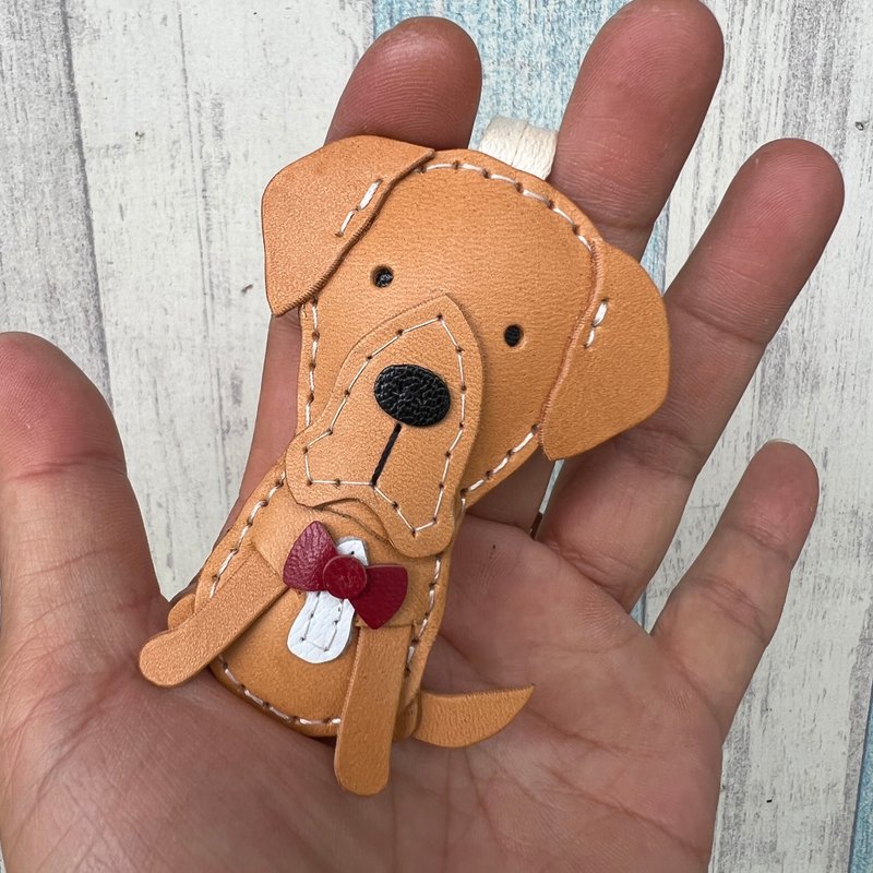疗愈小物 手工皮革 杏仁色 拉布拉多 纯手工缝制 吊饰 小尺寸 - 吊饰 - 真皮 橘色