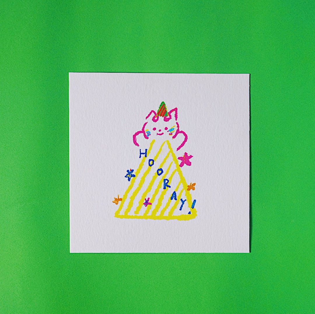 Somi Postcard - HOORAY! | 猫咪明信片 | 节日生日心意卡 - 卡片/明信片 - 纸 多色