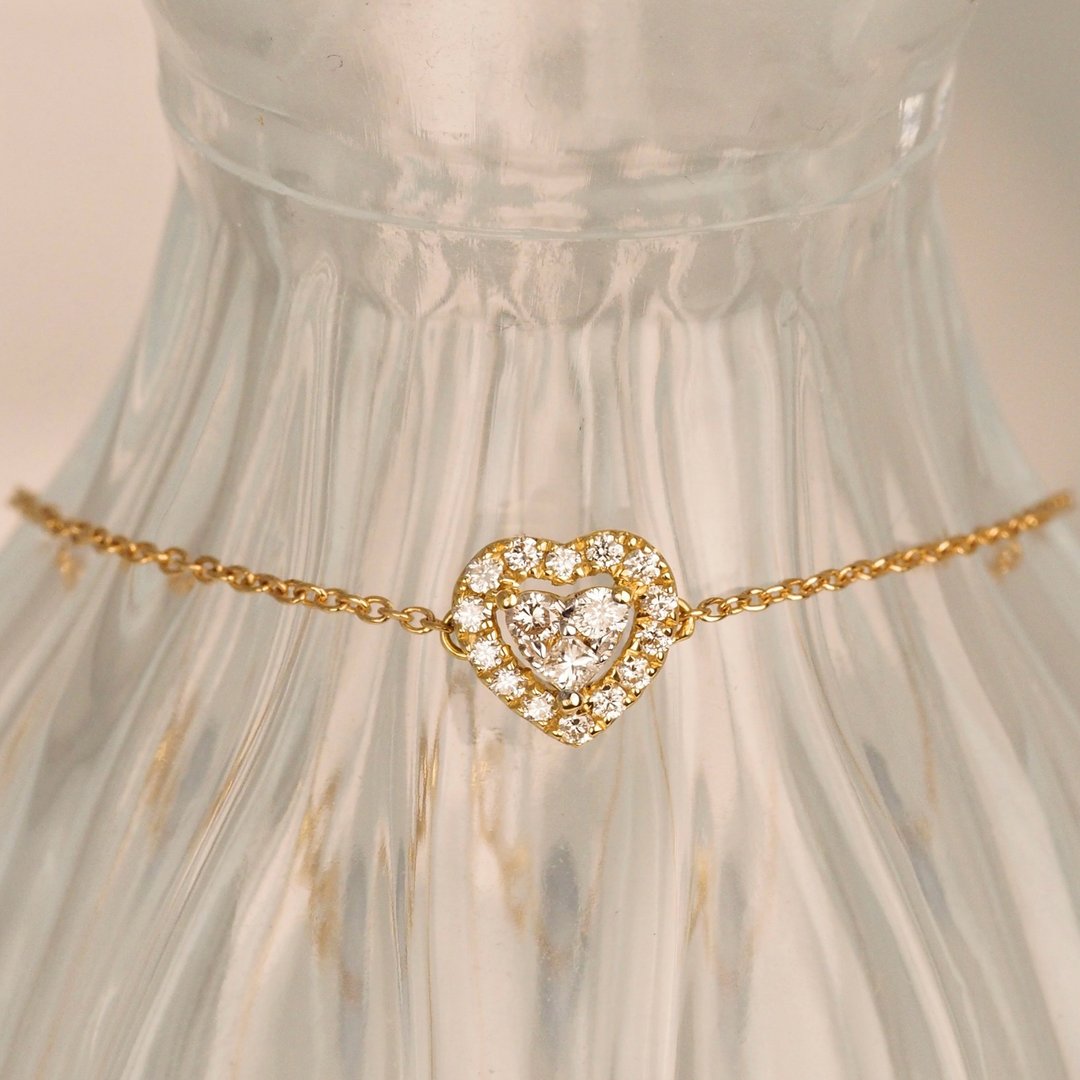 18K金钻石心型手链18K Gold The Diamond Heart Bracelet - 手链/手环 - 贵金属 
