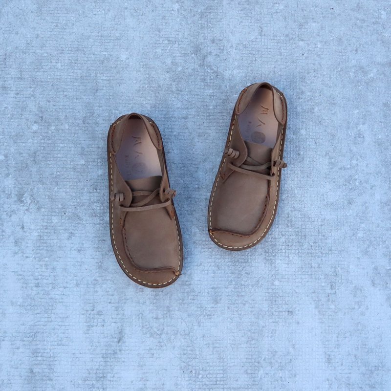 【换季特卖】 成为正式的懒人 植鞣革 牛皮鞋 后踩鞋 牛巴戈棕 - 男款休闲鞋 - 真皮 咖啡色