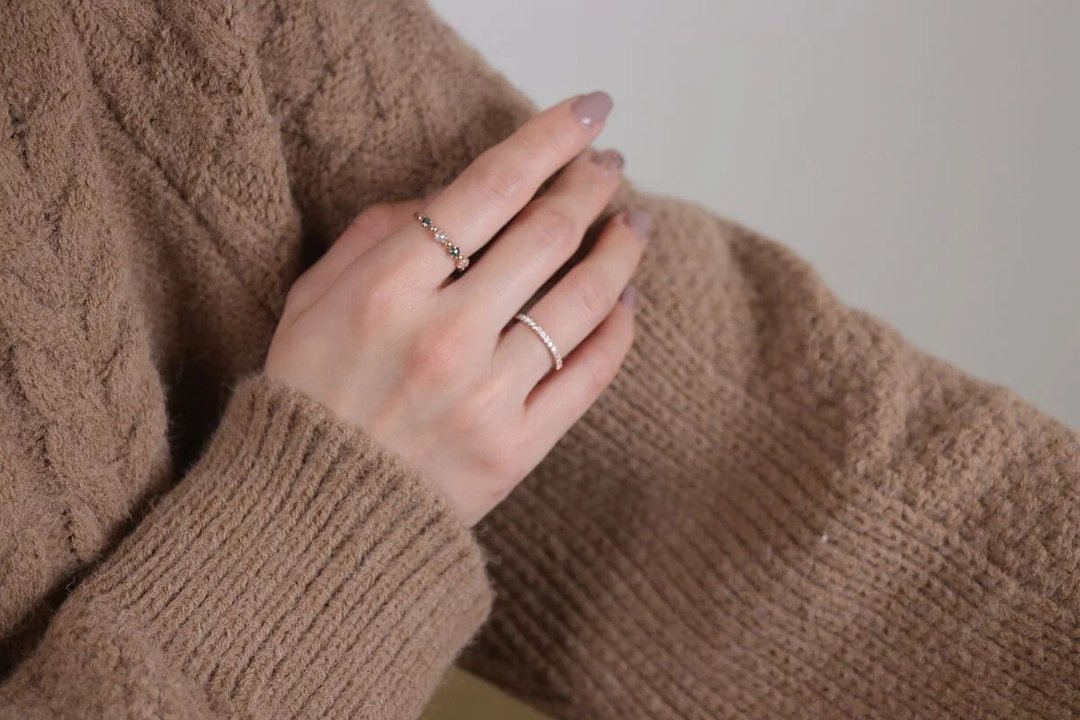 14K Raw Diamond Ring 原钻石珠珠戒指洗澡免摘  流汗碰水不褪色 - 戒指 - 贵金属 
