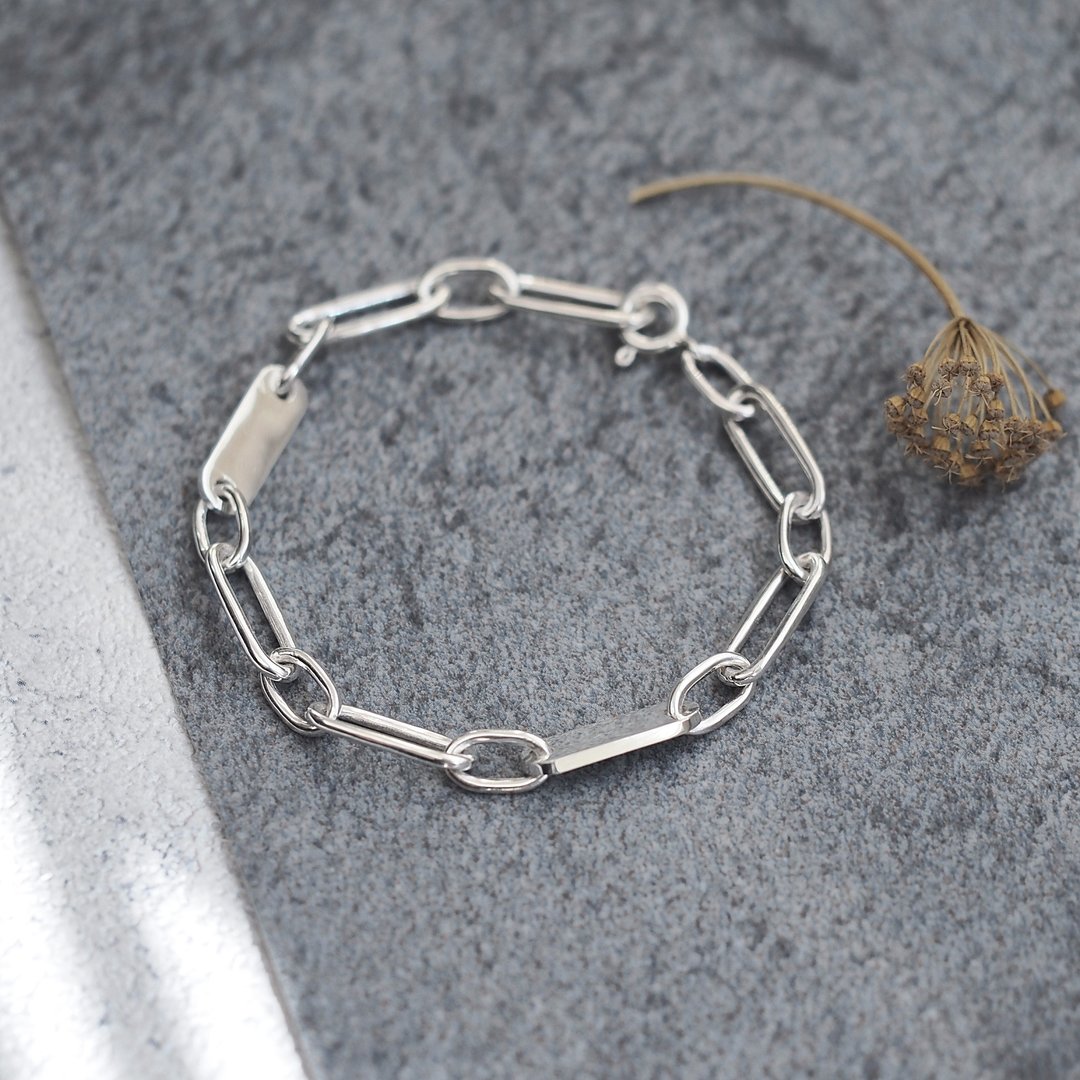 Bold Chain Men's Bracelet Silver 925 - 手链/手环 - 其他金属 银色