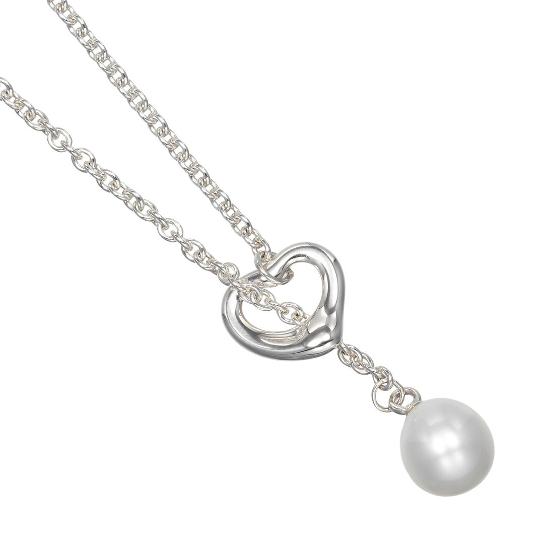 【日本直送】蒂芙尼 TIFFANY&Co. 经典缕空心形垂坠项链 925银 珍珠 约5.68g【中古】A级 - 项链 - 银 银色