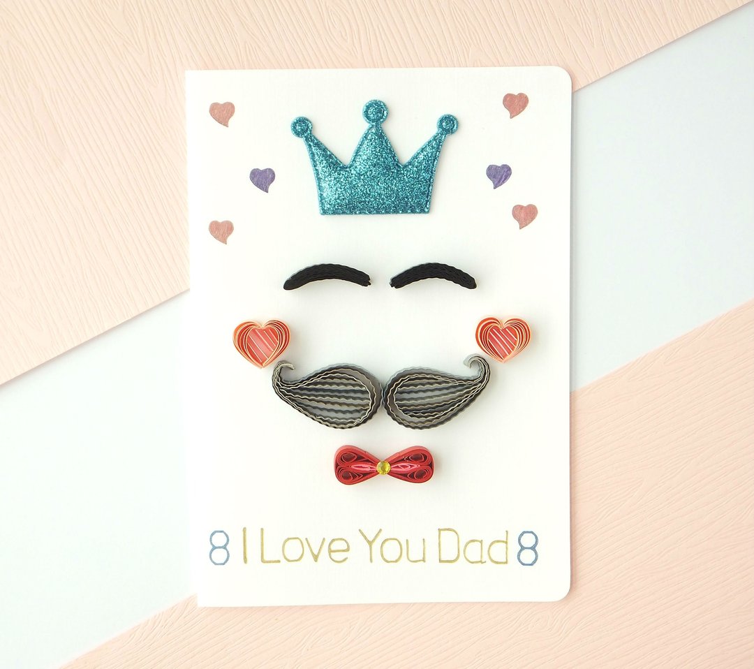 手作卷纸卡片-爸你最棒 I love you dad - 卡片/明信片 - 纸 蓝色
