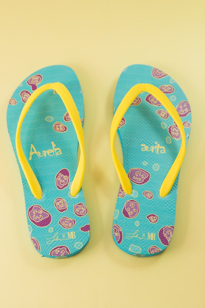 蓝色水母夹脚拖 - 女款休闲鞋 - 塑料 蓝色