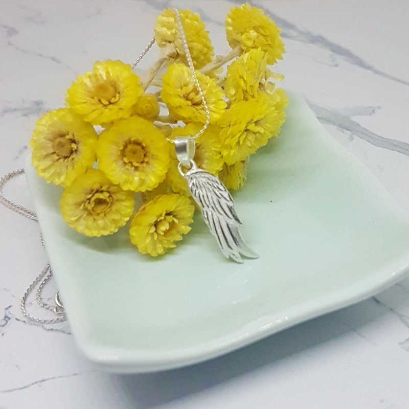 银铌细工 | 纯银天使之翼项链/纯银项墬/手作银饰 - 项链 - 纯银 银色