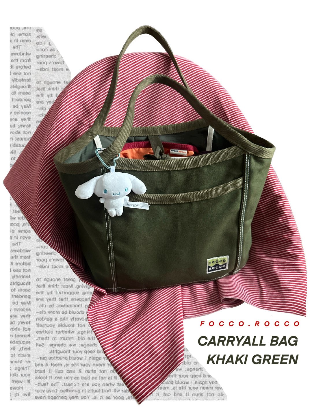 CARRYALL BAG 14 盎司帆布包，白色滚边缝线 - 其他 - 其他材质 卡其色