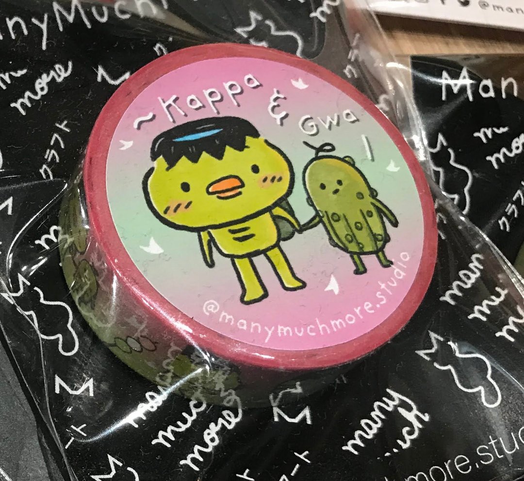 和纸胶带 - 河童与瓜 - 纸胶带 - 纸 粉红色