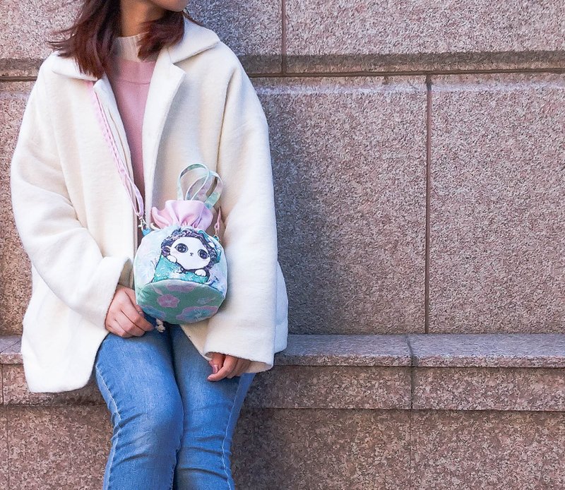 撞色束口造型水桶包 | 肩背 | 手提 | 侧背 - 超萌礼物猫 - 侧背包/斜挎包 - 棉．麻 