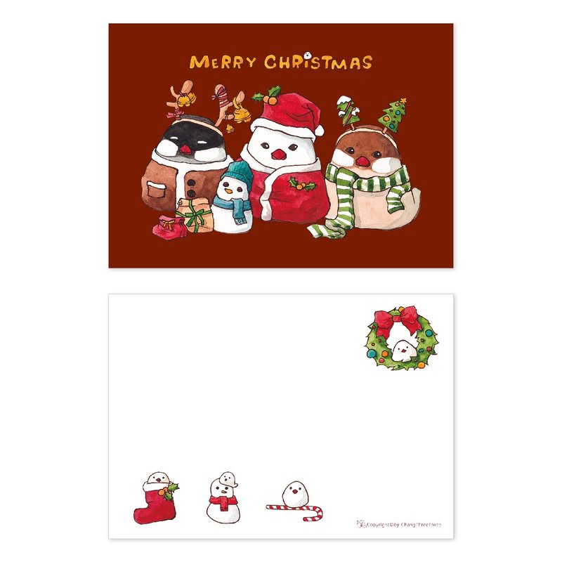 【明信片-圣诞节文鸟】-圣诞节/christmas/卡片/文鸟/可爱/鸟/贺/ - 卡片/明信片 - 纸 