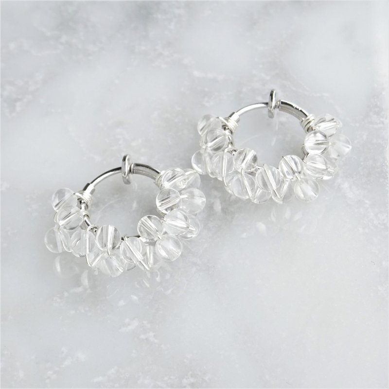 SV925SF*Crystal Quartz wrapped pierced earring / earring - 耳环/耳夹 - 宝石 透明