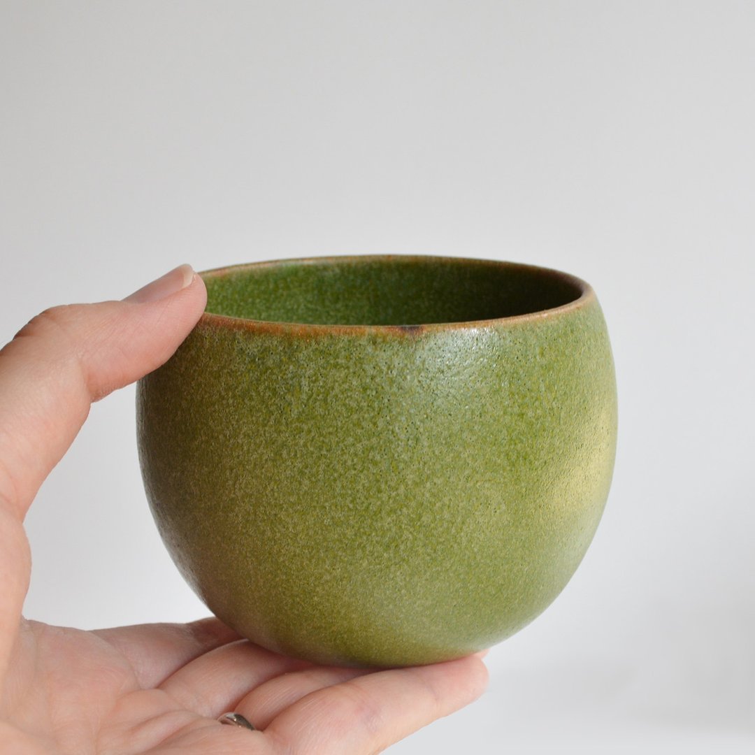 Mino Ware Midori Maruwan Ougi teacup|Small bowl|Bowl - 茶具/茶杯 - 陶 绿色