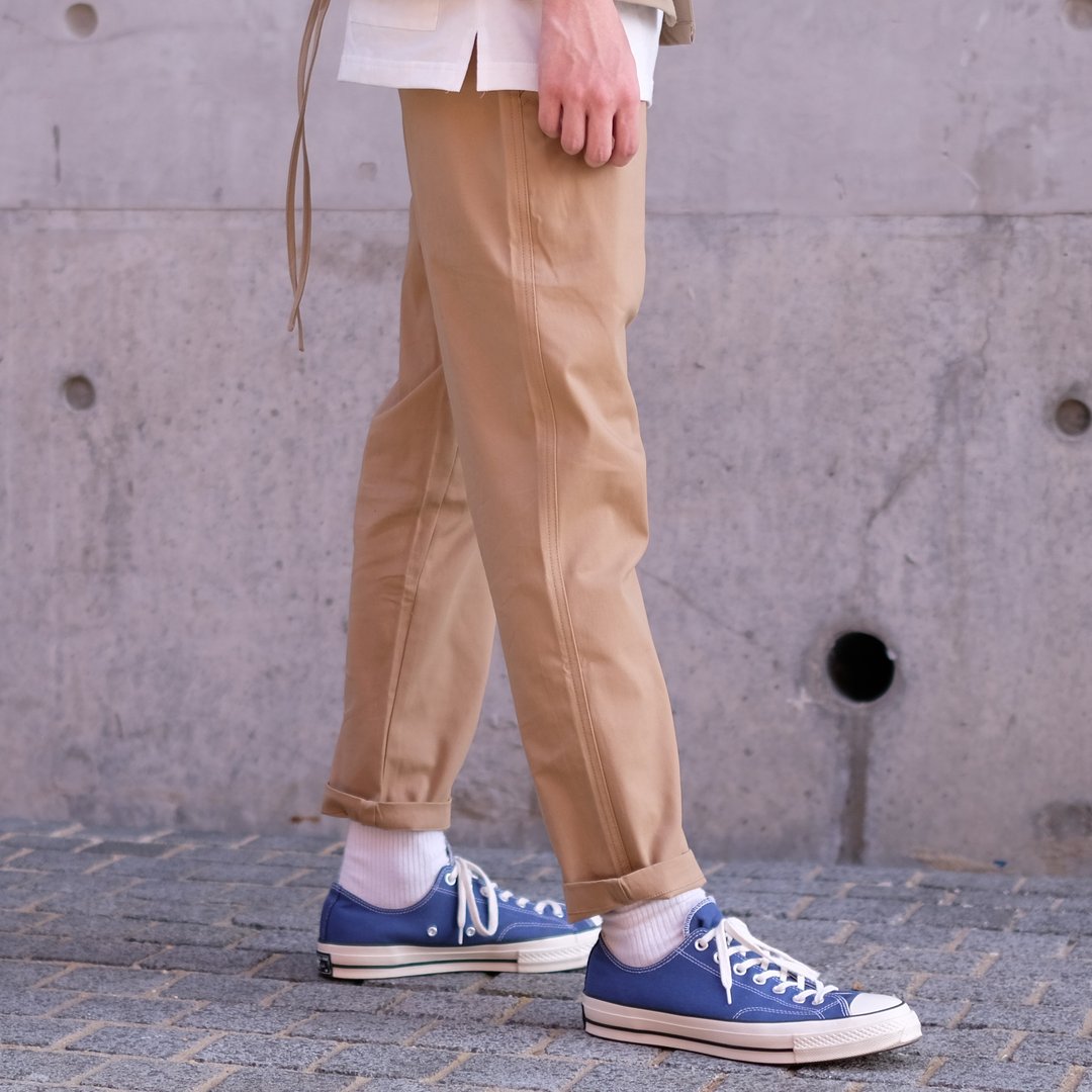 轻薄修身长裤 Slim Chino Pants/简约/素色/情侣服/长裤/九分裤 - 男士长裤 - 棉．麻 卡其色
