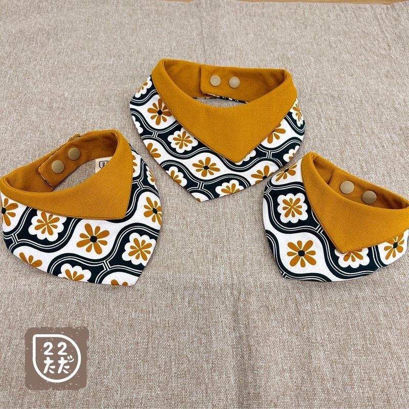 22ただ。ninitada。双层花布领巾-复古花砖 黃 - 衣/帽 - 棉．麻 
