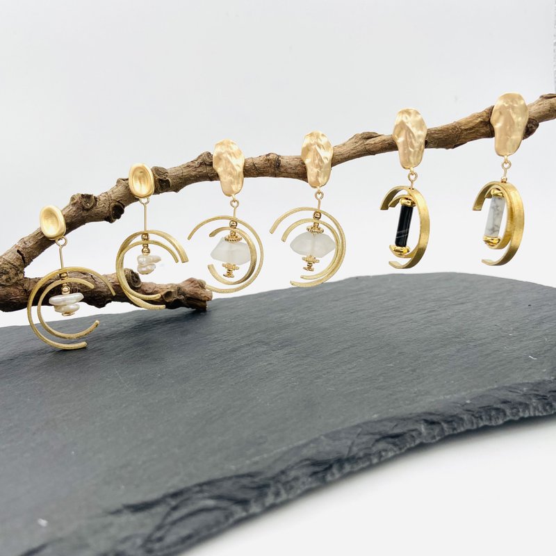 天然黑玛瑙925纯银cc耳环 有型耳环 情人节礼物 天然石耳环 - 耳环/耳夹 - 半宝石 黑色