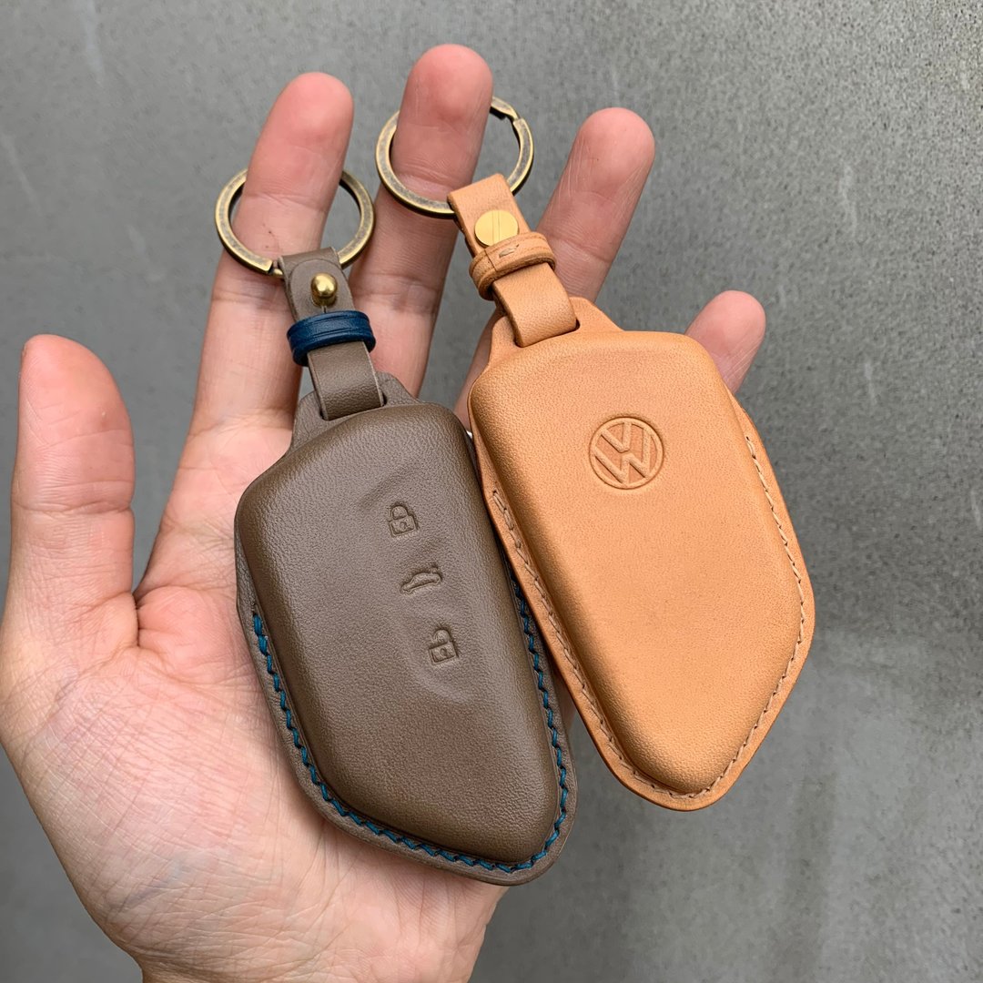 福斯 Buttero钥匙皮套 Volkswagen Tiguan T-ROC T-Cross Arteon - 钥匙链/钥匙包 - 真皮 咖啡色