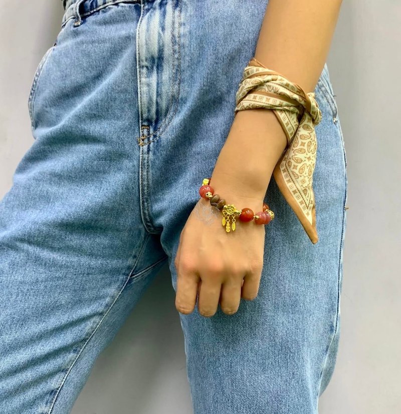 Crystal.EAA 富婆系列 铠镟 绯红玛瑙 樱花玛瑙 促进血液循环 - 手链/手环 - 水晶 红色