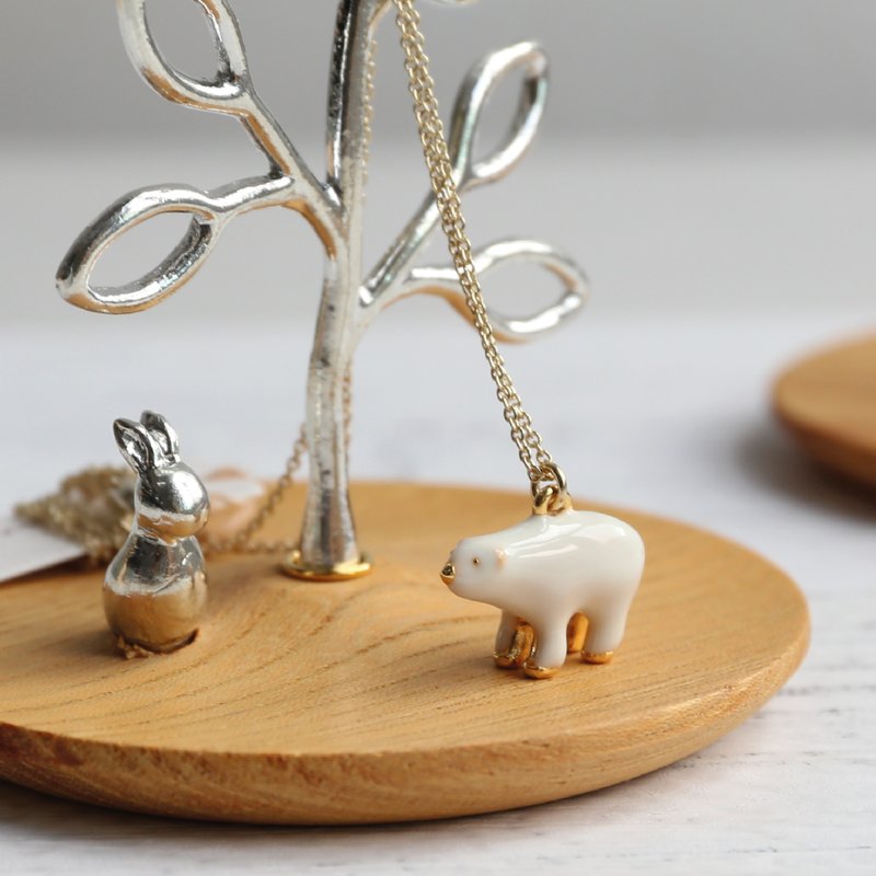 日本制手工饰物－北极熊颈链 - 颈链 - 其他金属 白色