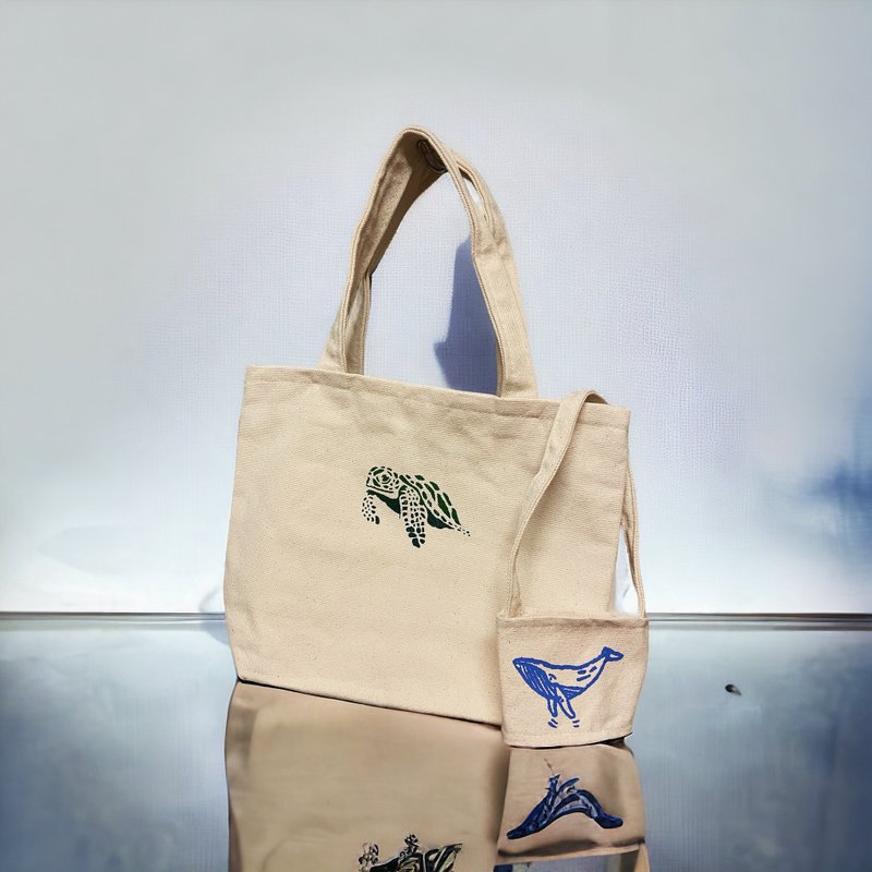 绢印手提袋 - 手提包/手提袋 - 棉．麻 白色