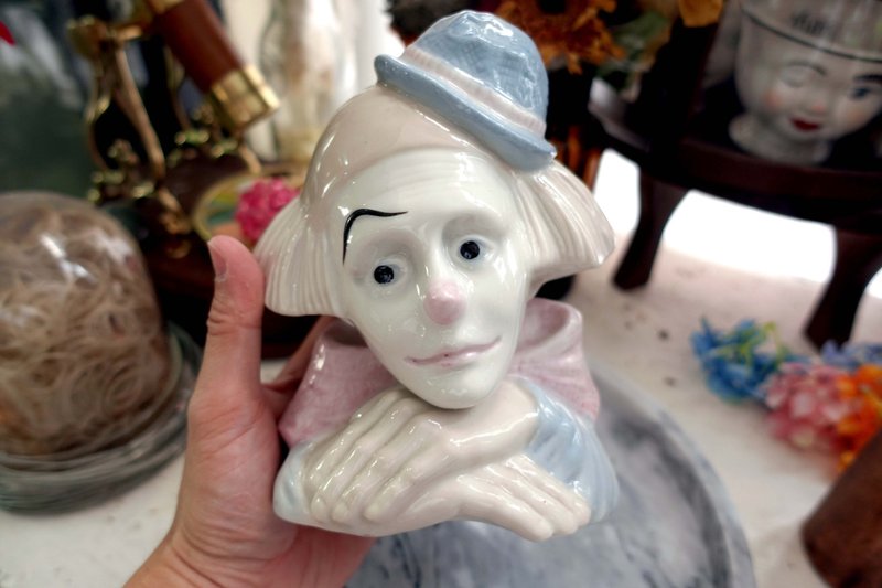 美国立体古董陶瓷摆设粉彩色系小丑娃娃 家居装饰商店咖啡店摆件 - 摆饰 - 陶 蓝色