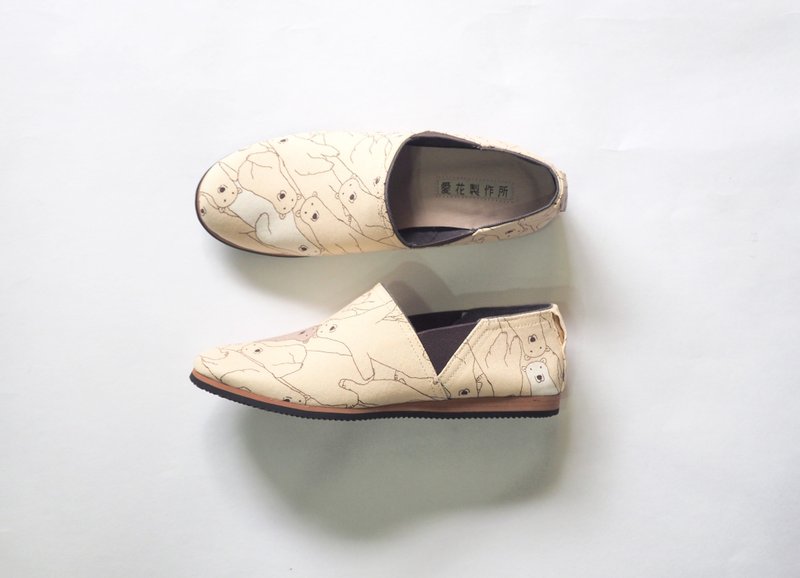 爱花轻便鞋-北极熊妈妈 - 女款休闲鞋 - 棉．麻 黄色