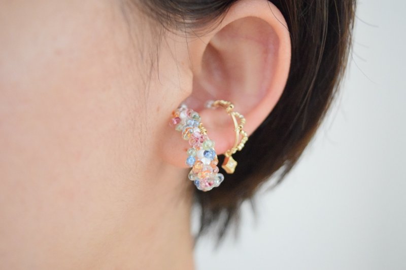 14K gold filled earcuff【one ear】 - 袖扣 - 玻璃 紫色