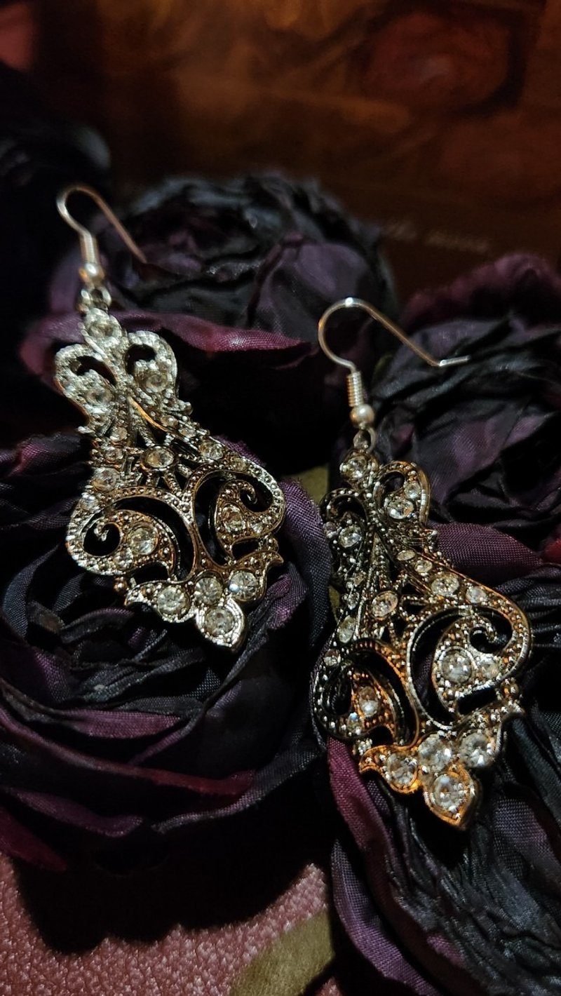 1980 年代英国Legacy水钻银色维多利亚风格耳环(全新未使用) - 耳环/耳夹 - 贵金属 银色