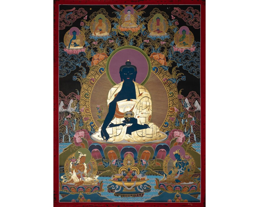 传统药师佛——手工制作的神圣佛教艺术品 - 墙贴/壁贴 - 其他材质 多色