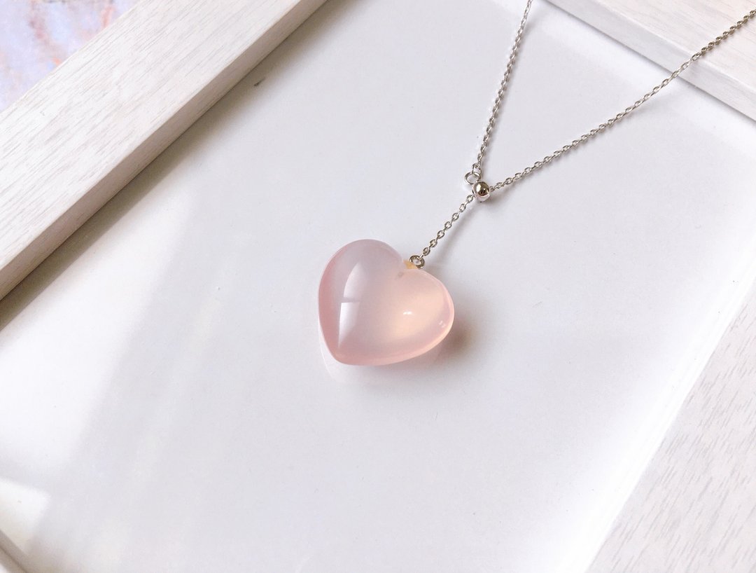 【阿芙萝黛蒂】高品质粉晶 爱心 纯银 项链 - 项链 - 水晶 