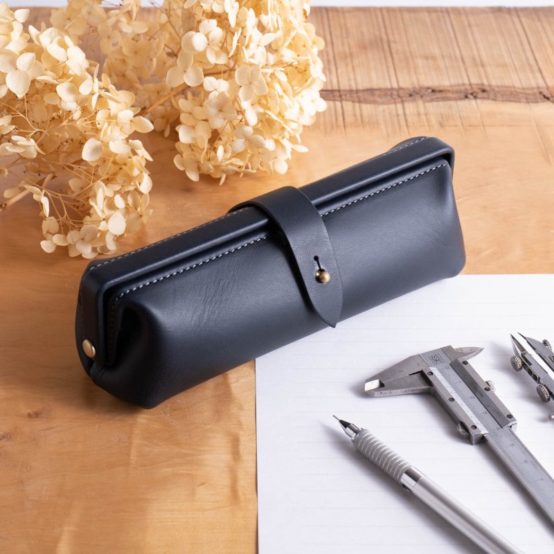 意大利皮革笔袋 Paka-pen #Navy【入学礼】【就职礼】【定制化礼品】 - 铅笔盒/笔袋 - 真皮 蓝色