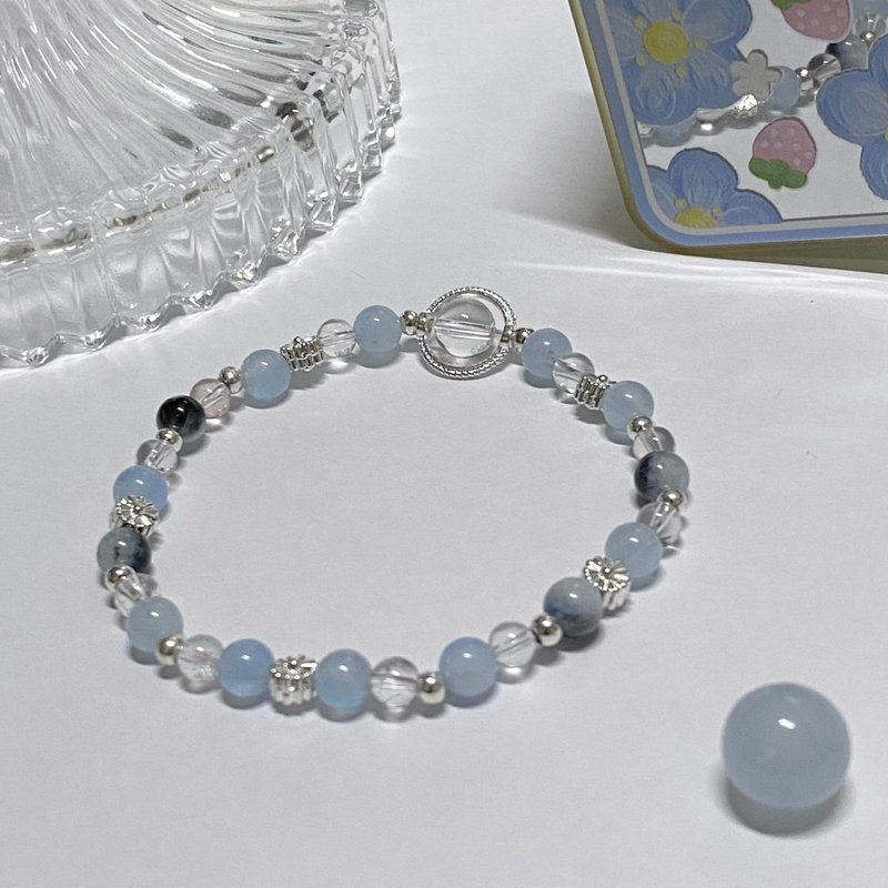 【Pingzhi】海蓝宝 | 魔鬼海蓝宝 白水晶 天然水晶 - 手链/手环 - 水晶 