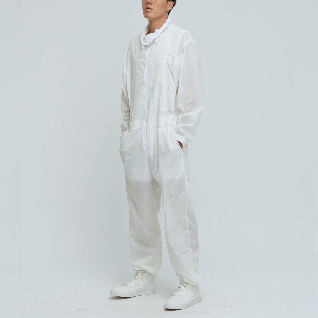 不可退换 /凉感透明高领连身工装服 (男)-香槟白 - 背带裤/连体裤 - 其他材质 白色