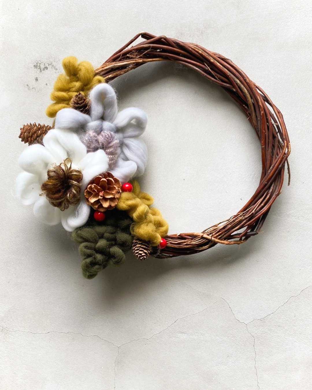 【实体】 | 台北  |母亲节 | 手作毛毡花圈 Wool Wreath - 编织/羊毛毡/布艺 - 棉 