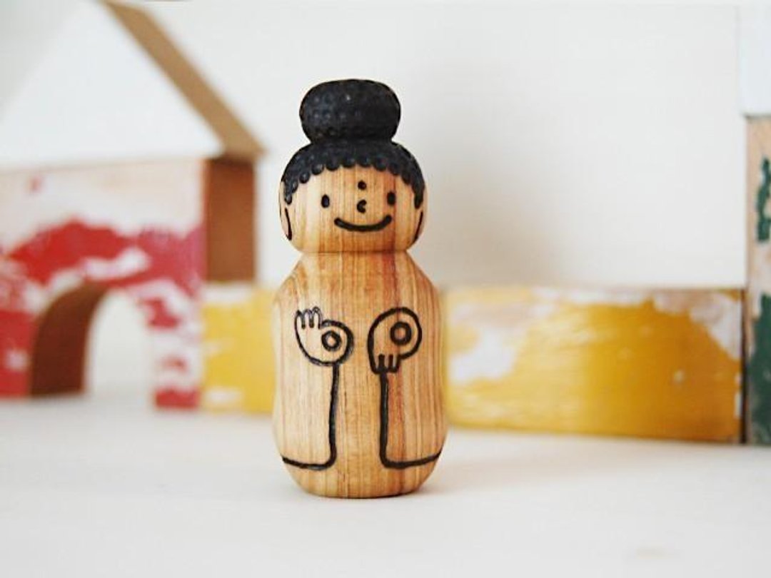 Niginigi * grip Amitabha like Kokeshi * 2 * - 香薰/精油/线香 - 木头 卡其色