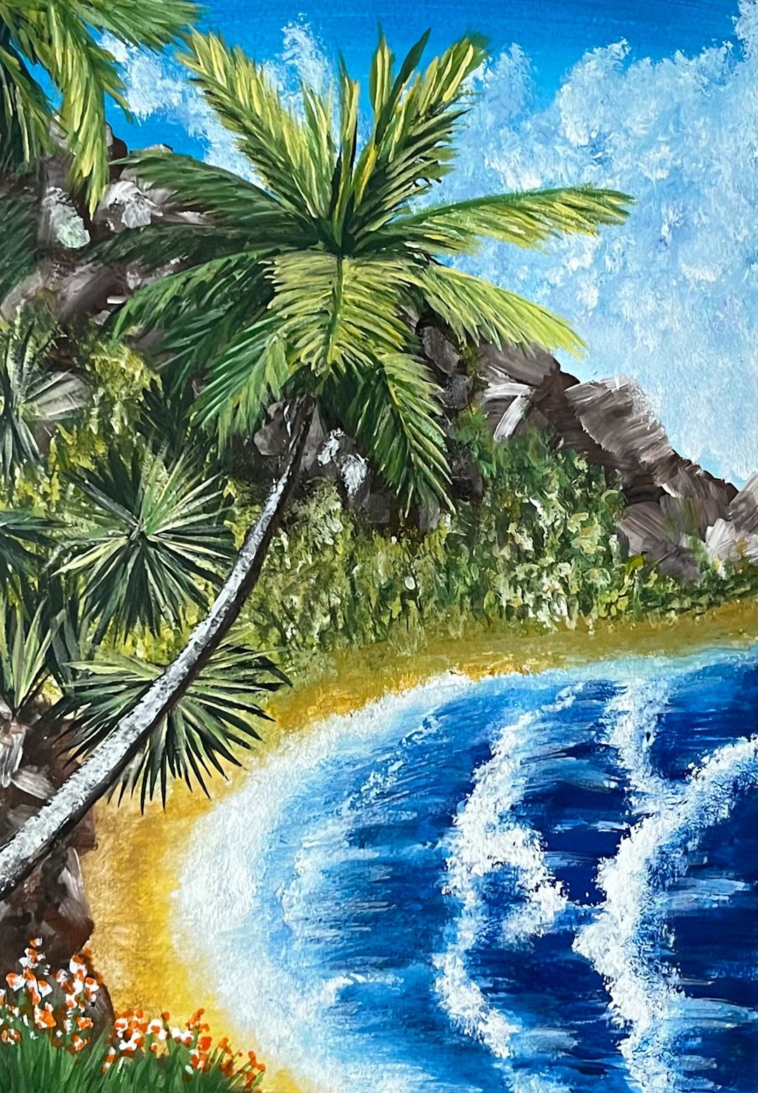 Tropical seashore. Gouache. - 墙贴/壁贴 - 纸 