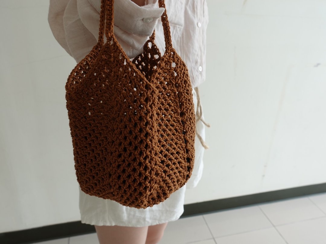 方形底网包/手作/编织包 - 手提包/手提袋 - 棉 