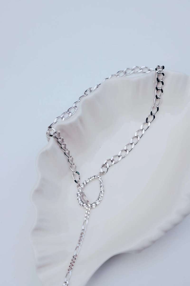 COR-DATE  / 银色系 / 水滴 Y 字链 - 项链 - 其他金属 