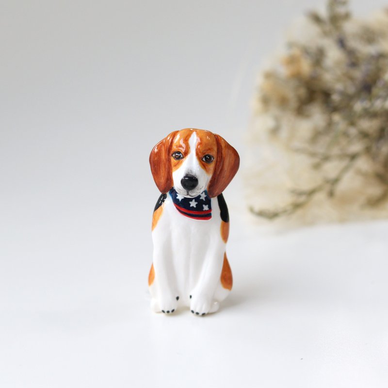 Beagle Dog Brooch, Beagle Dog pin, dog sculpture, dog lover gifts - 胸针 - 粘土 咖啡色